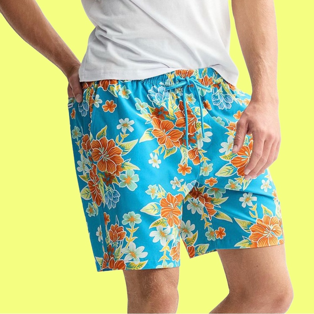 Hurley Mens Shorts Blue Orange Floral UPF 50 Water Repellent 4 Way Stretch XXL